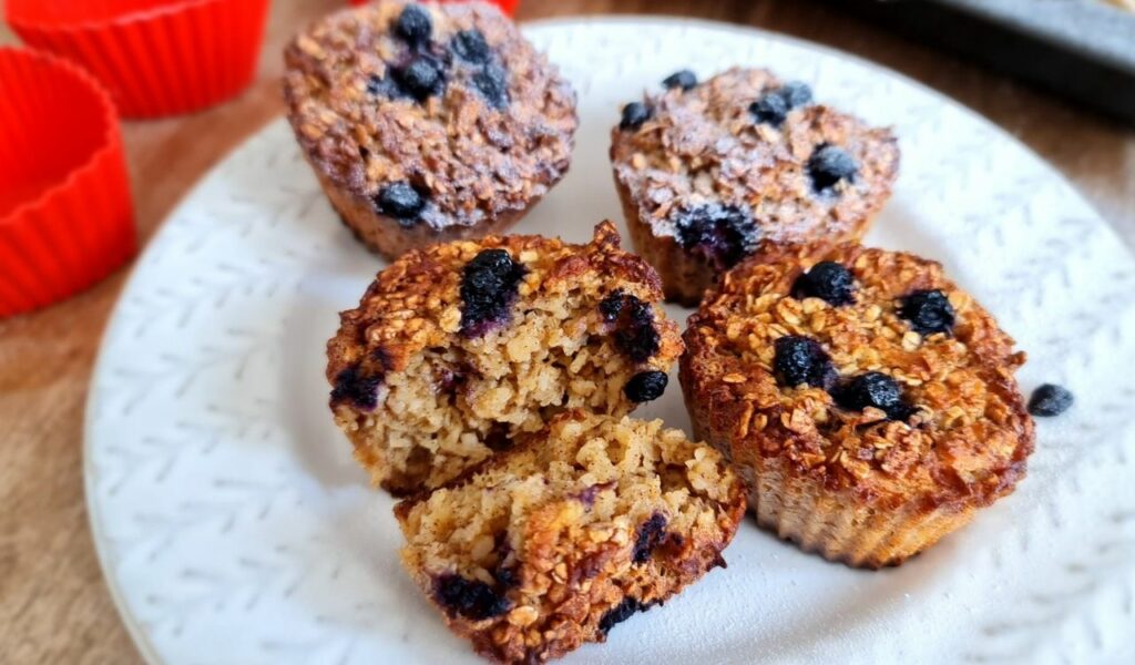 Blaubeer Haferflocken Muffins ohne Mehl - Wölkchenbäckerei